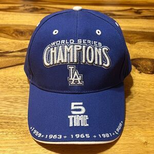 LA Dodgers 5 Time World Series Champions Hat Embroidered Blue Adjustable Cap